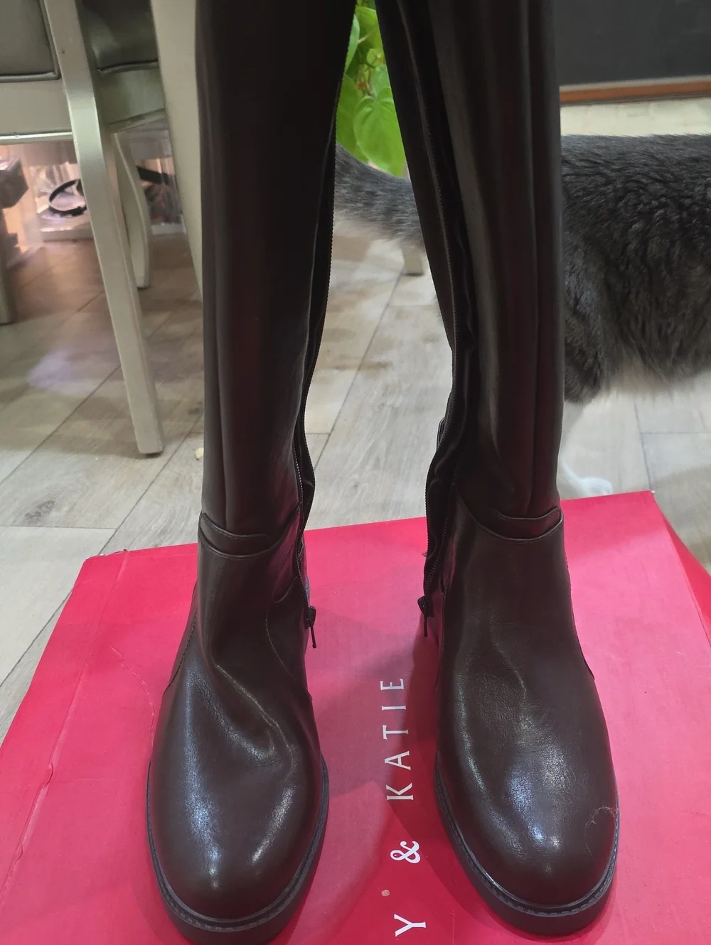 Over-the-Knee Black Boots with Side Zip - Unbranded